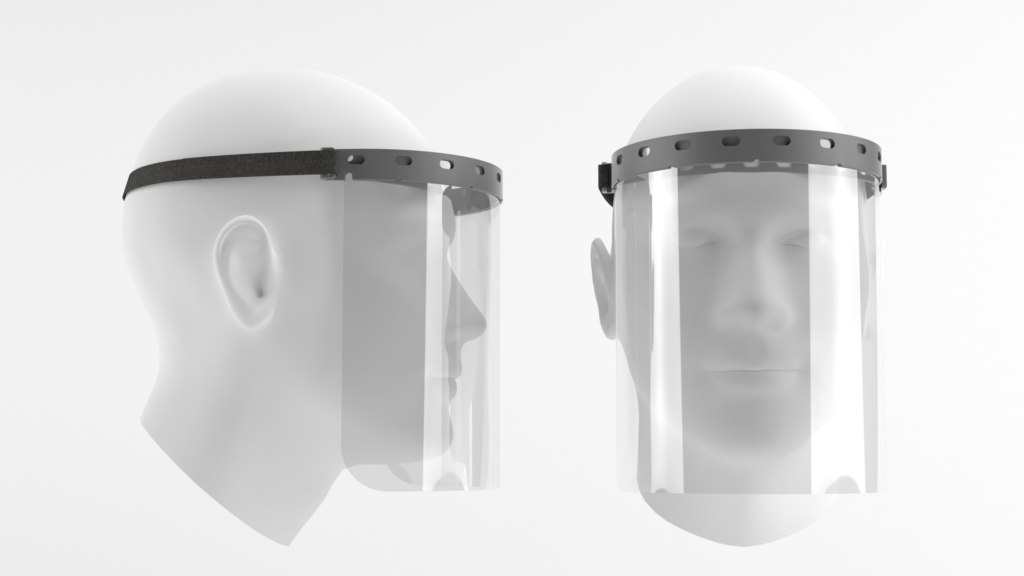 Face shields black and white render