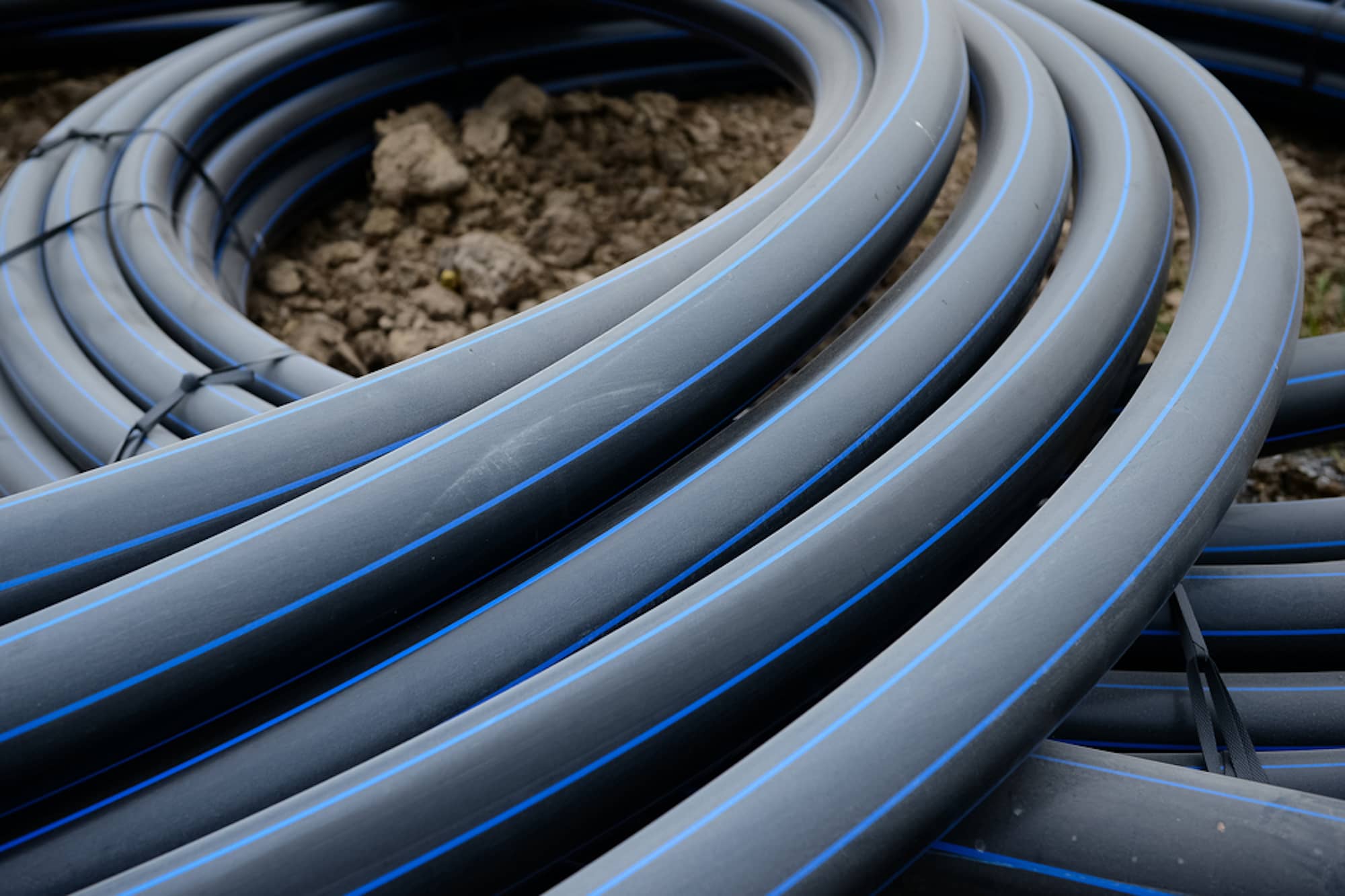 HDPE pipe on ground
