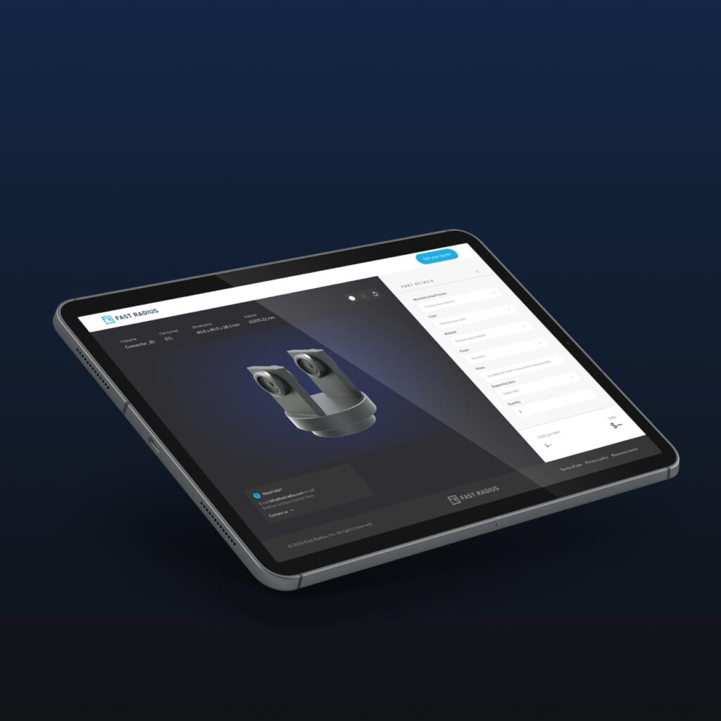 Fast Radius software on a tablet