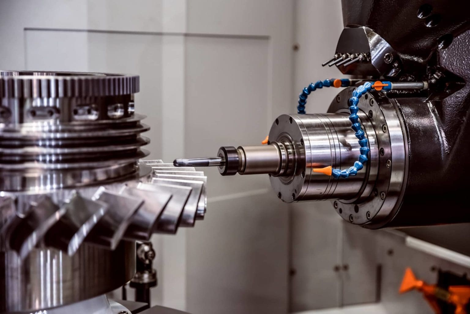Close up of CNC machine in action