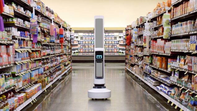 Tally robot in the middle of an aisle